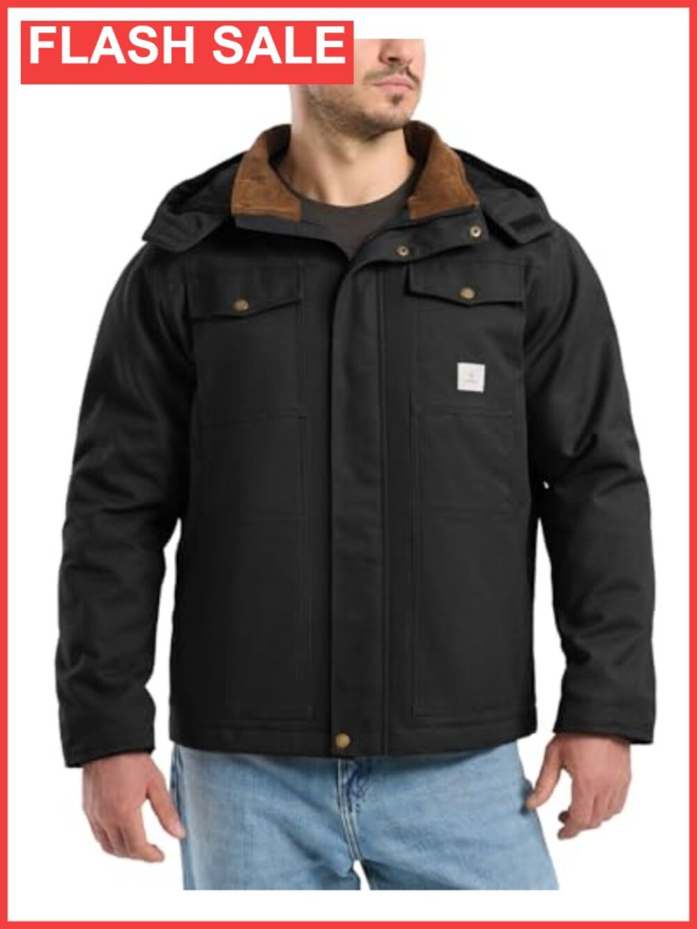 Men's Water Resistant Duck Canvas Hooded Work Jacket Insulated Winter Coat